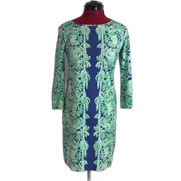 Lilly Pulitzer Marlowe Dress Women's Size XS Panda in the Wild Print 3/4 Sleeve - Picture 3 of 12